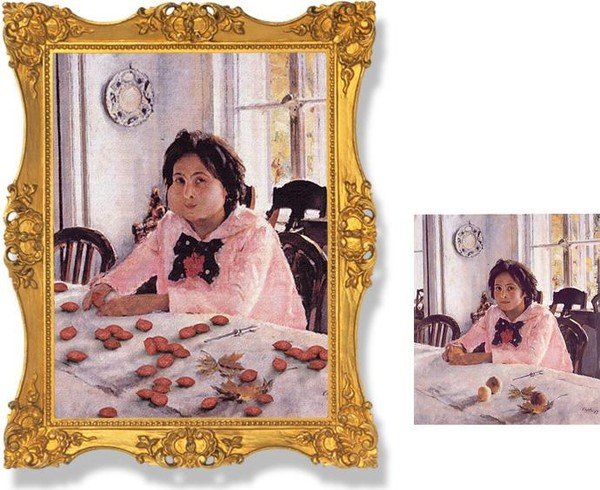 Девочка с персиками фотожаба