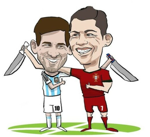 Рисунок футболист Месси и Роналдо