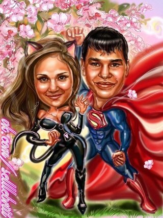 Шарж мужчина и женщина