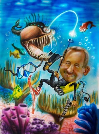 Шарж на подводного охотника