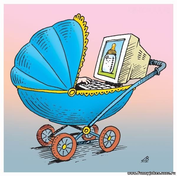 Карикатура на детскую коляску