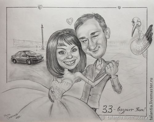 Шарж молодожены