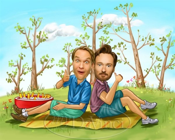 Пикник на природе карикатура