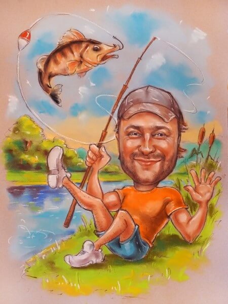 Шарж женщина на рыбалке
