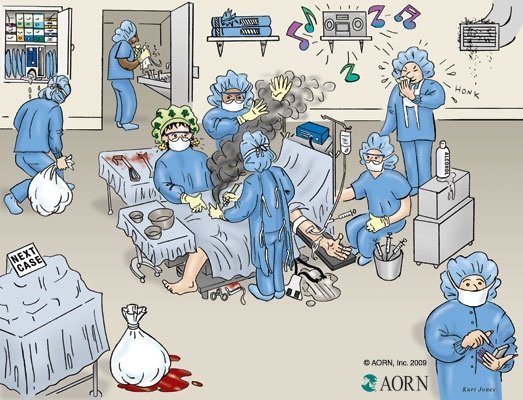 Хирурги в операционной карикатура