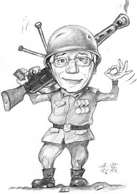 Солдат шарж черно белый