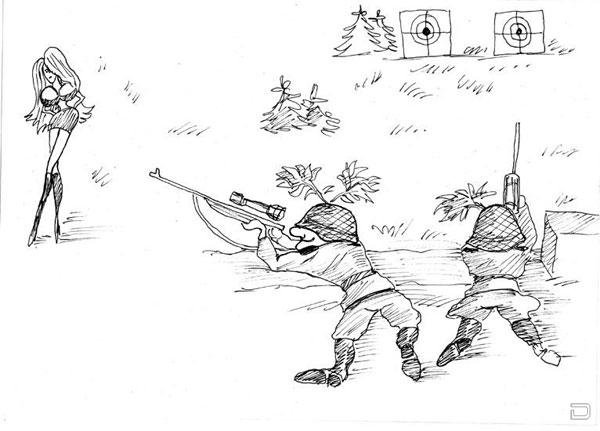 Армейские карикатуры карандашом