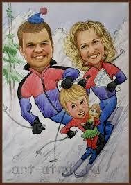 Шарж лыжник мужчина