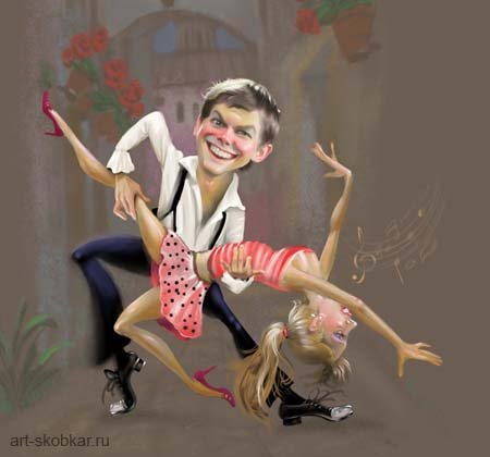 Шарж мужчина танцует