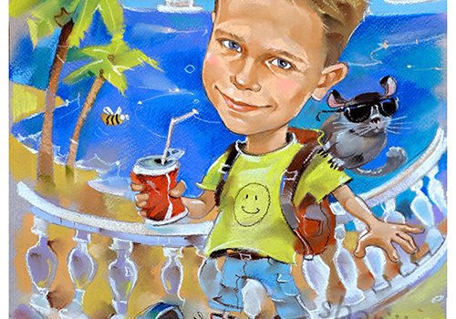 Шарж на мотоцикле