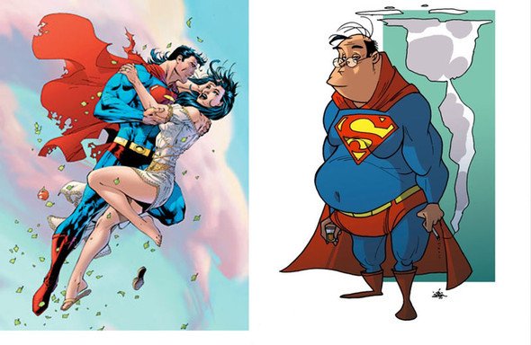 Супермен держит в руках