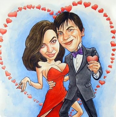 Шарж жених и невеста