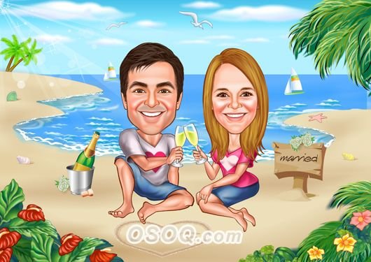 Шарж семья на море