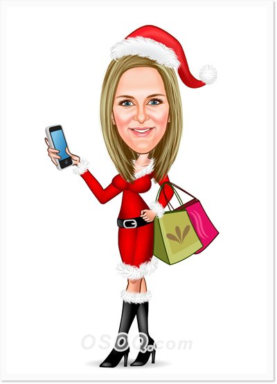 Новогодний шарж семейный