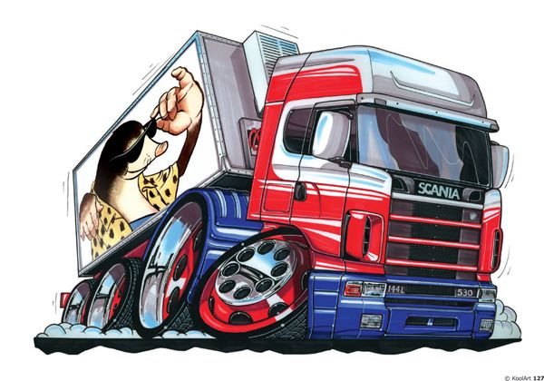 Карикатура на водителя грузовика