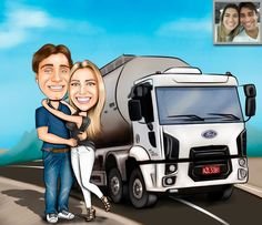 Шарж водитель и жена