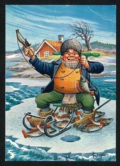 Зимняя рыбалка карикатура