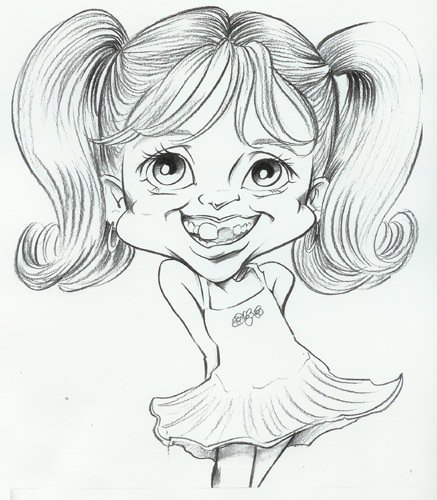 Карикатура девушки карандашом
