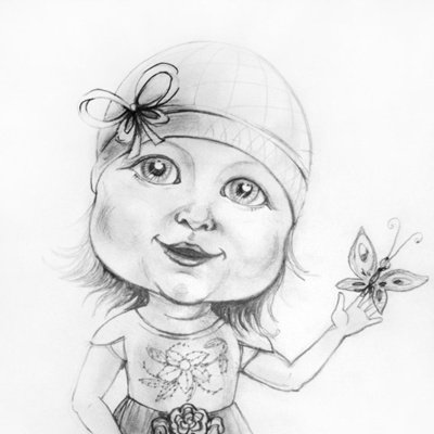 Карикатура девушки карандашом