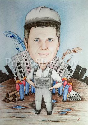 Шарж мужчина стройка