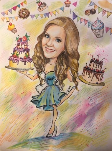Сюжет шаржа кондитера с днем рождения