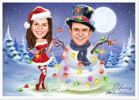 Шарж Король и Королева на троне