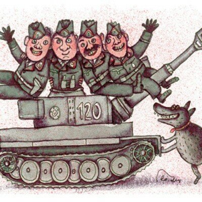На танке карикатура
