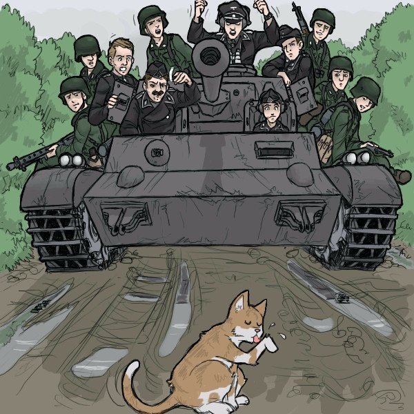 Кот танкист арт