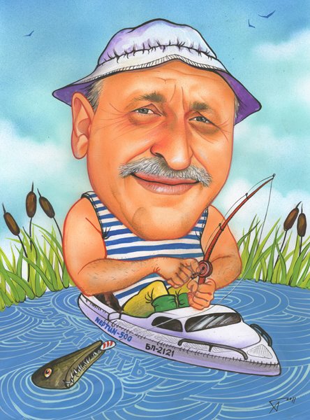 Карикатура Русалка и Рыбак