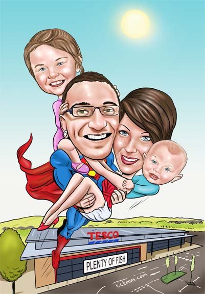 Семья карикатура