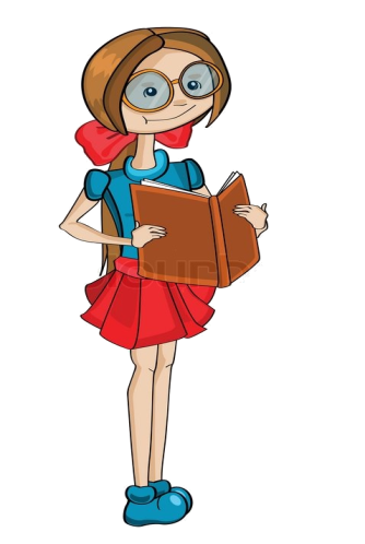 Мультяшная ученица в очках