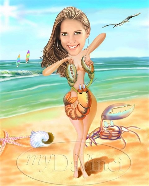 Шарж девушка на море