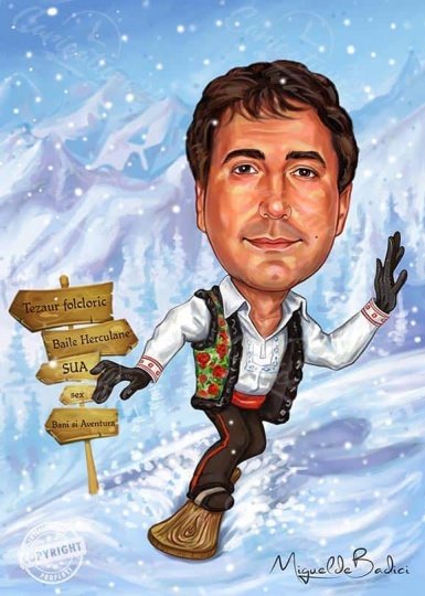 Шарж горные лыжи