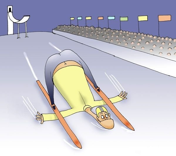 Шарж горные лыжи