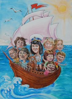 Шарж девушка на корабле