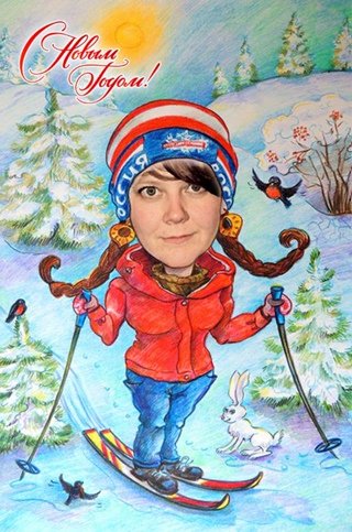 Шарж лыжник