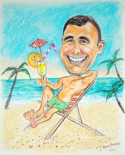 Шарж на шезлонге