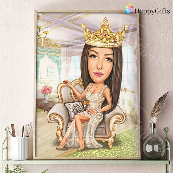 Шарж Король и Королева на троне