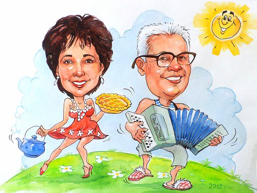 Шарж бабушка и дедушка