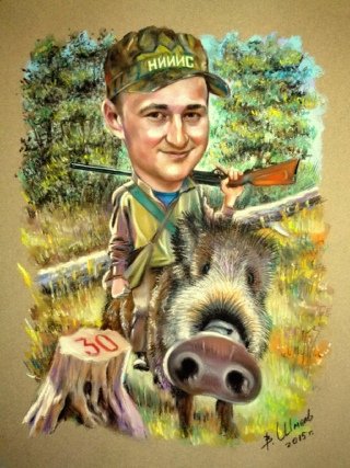 Шарж охотник и Рыбак