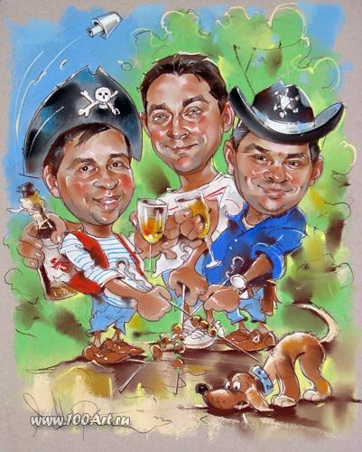 Карикатура семейной пары