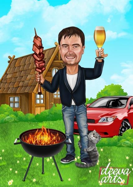 Шарж пастелью