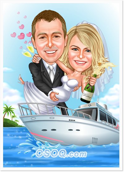 Свадебный шарж на яхте