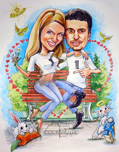 Шарж парень и девушка