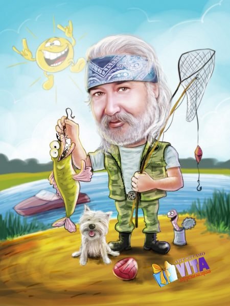 Шарж рыболов