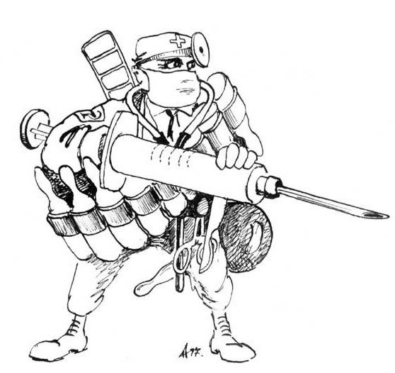 Карикатура военный медик