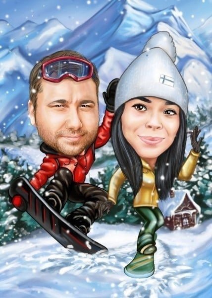 Шарж женщина зимой