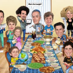 Шарж большой дружной семьи