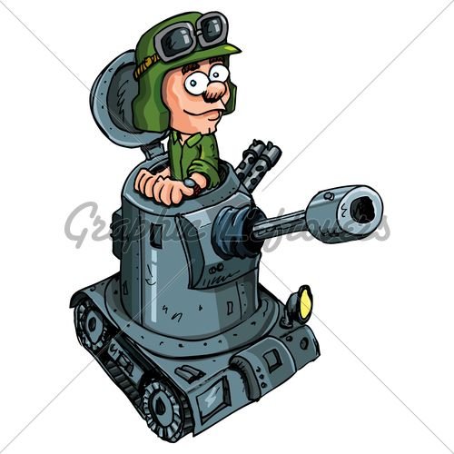 Танкист мультяшный на танке