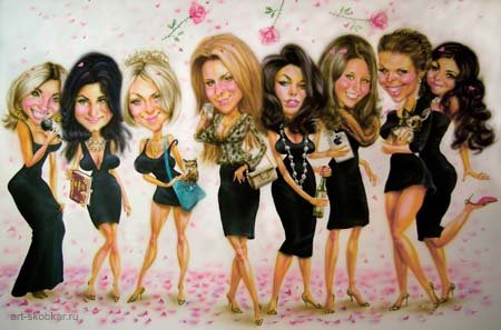 Коллективный шарж девушки